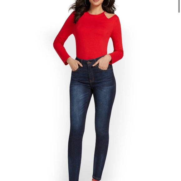NWT NY&Co High-Waisted Curvy Sculpting Skinny Jeans - Dark Wash - Picture 1 of 4